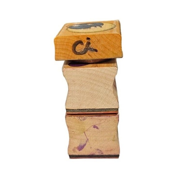 Stamps Balloons Rainbow Clouds Moon Stars Wood Mounted Rubber Vintage 3pc Lot - Picture 6 of 7